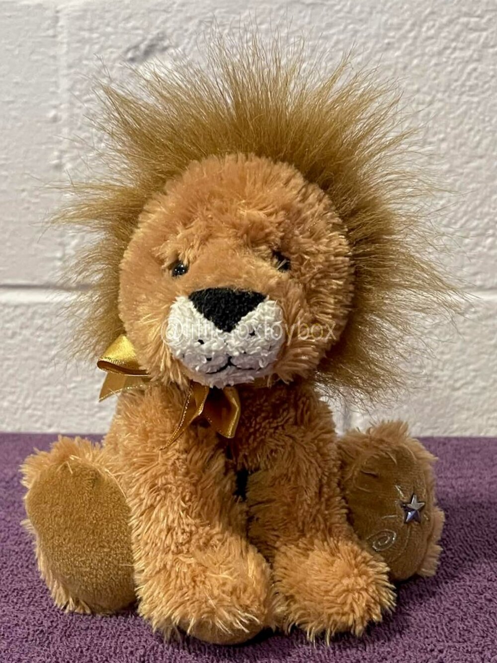 Russ Berrie Shining Stars Lion Plush 2006 Gold Bow Star Charm Vintage Toy ESSA